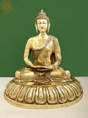 28" Large Size Meditating Buddha In Brass | Handmade | Made In India