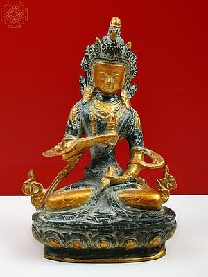 8" Vajrasattva - Holder of Thunderbolt and Bell (Tibetan Buddhist) In Brass | Handmade