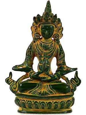 5" Amitayus Buddha Statue In Brass | Handmade | Made In India