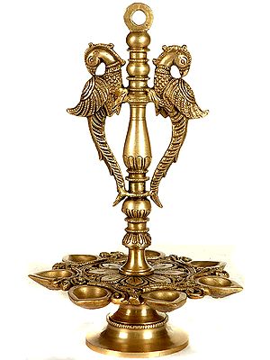 Auspicious Seven Wick Peacock lamp