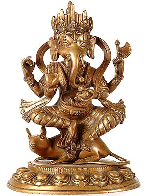 Blessing Ganesha Seated on His Mount Rat