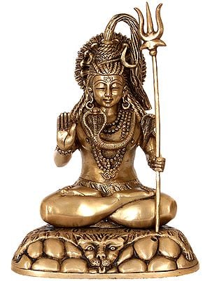 10" Blessing Shiva In Brass | Handmade | Made In India