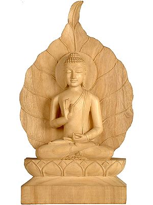 Buddha Blesses His devotees Against a Banyan Leaf Aureole