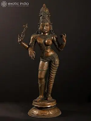 32" Large Superfine Ardhanarishvara (Shiva-Shakti) Bronze Sculpture – Divine Artistry