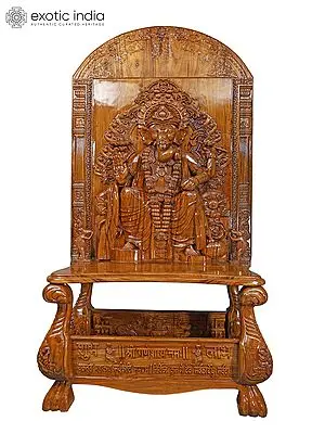 Wooden Lalbaugcha Raja Wall Hanging Panel