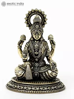 Blessing Dhanalakshmi Figurine in Brass | Small Brass Statues