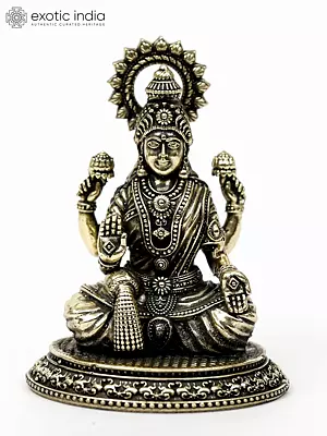 Blessing Dhanalakshmi Figurine in Brass | Small Brass Statues