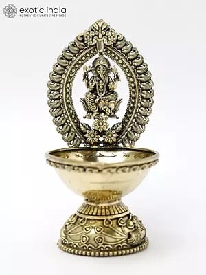 5" Small Superfine Ganesha Lamp in Brass