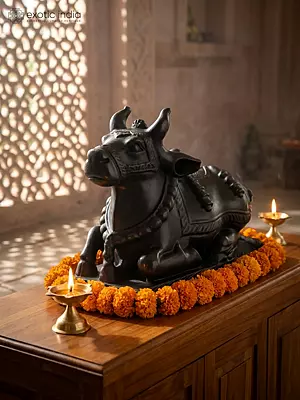 9" Vahana of Lord Shiva | Black Marble Statue