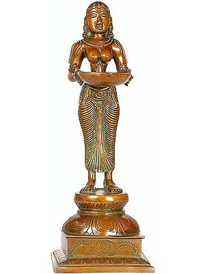 12" Deeplakshmi In Brass | Handmade | Made In India