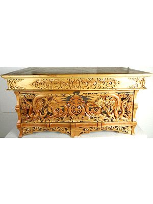 Dragon Altar Table with Dharma Chakra in Centre