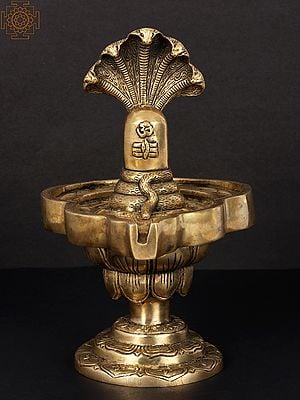 9" Shivalinga on Lotus Pedestal In Brass | Handmade | Made In India