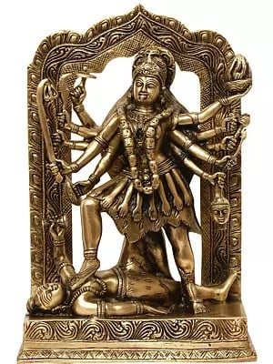 11" Handmade Goddess Kali Brass Sculpture | Authentic Indian Art | Made in India