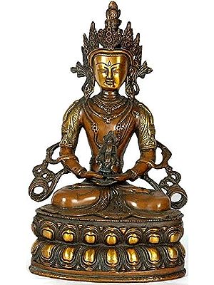 13" Tibetan Buddhist Deity Amitabha The Buddha of Infinite Life In Brass | Handmade | Made In India