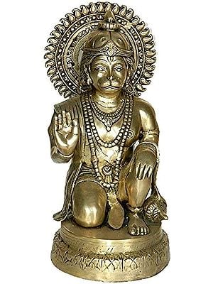 19" Blessing Hanuman In Brass | Handmade | Made In India