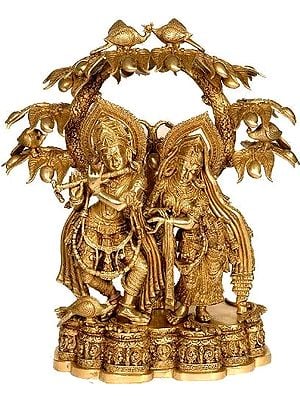 30" Large Size Radha Krishna Brass Sculpture | Handmade | Made in India