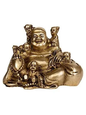 4" Laughing Buddha in Brass | Handmade | Made in India