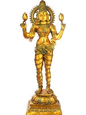 Large Goddess Lakshmi Brass Statue | Handmade | Made in India
