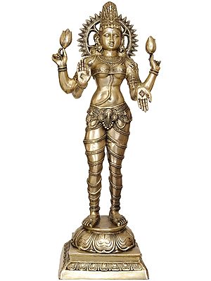 Large Size Goddess Lakshmi Brass Statue | Handmade | Made in India