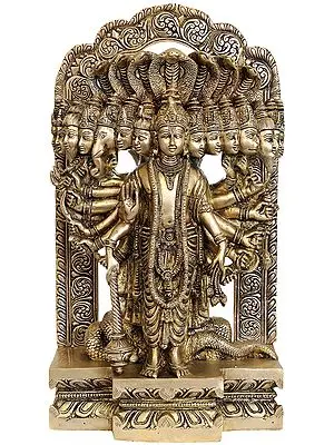 14" Lord Vishnu in his Cosmic Magnification In Brass | Handmade | Made In India
