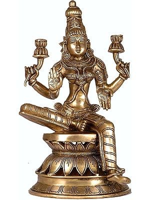12" Goddess Lakshmi as Visualized in the Atharva Veda In Brass | Handmade | Made In India