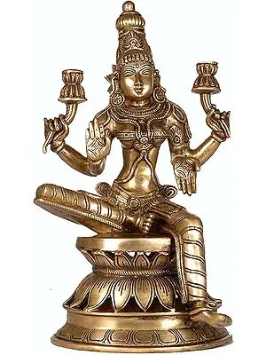 12" Goddess Lakshmi as Visualized in the Atharva Veda – Handmade Brass Sculpture