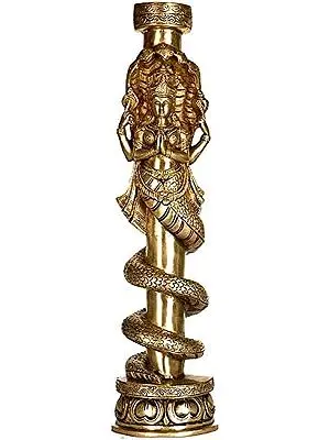 16" Celestial Naga Kanya Entwined on a Pillar (Price per Pair) In Brass | Handmade | Made In India