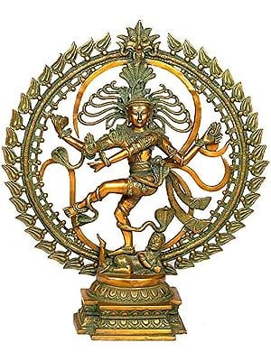 23" Large Size Nataraja Dancing the Backdrop of OM In Brass | Handmade | Made In India