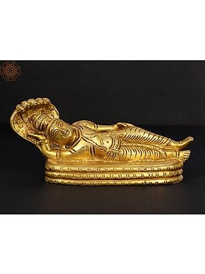 6" Lord Vishnu Idol in Yoga Nidra In Brass | Handmade | Made In India