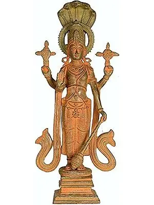 17" Chaturbhuja Shri Vishnu In Brass | Handmade | Made In India