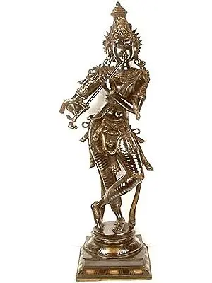 36" Large Lord Krishna as Shyam (Black) Sundar (Beauty) In Brass | Handmade | Made In India