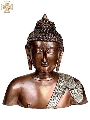 13" Buddha Bust In Brass | Handmade | Made In India