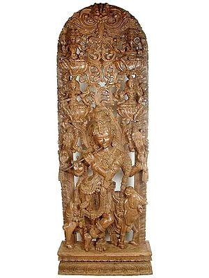 Fluting Krishna in the Divine Cosmos