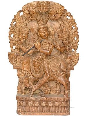 Fluting Krishna with His Cow