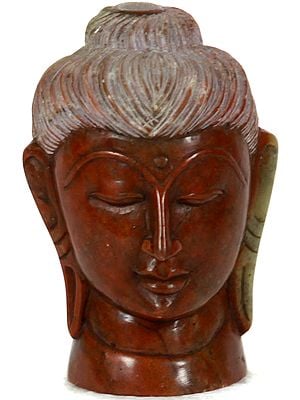 Gandhara Buddha Head Carved in Red Marble