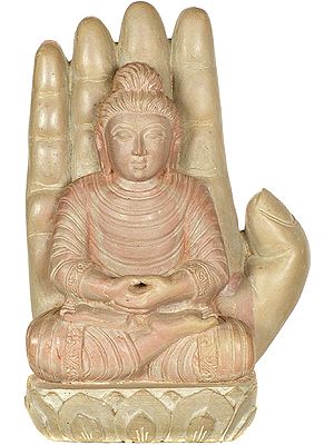 Gandhara Buddha Meditating on Lotus Against the Aureole of a Hand