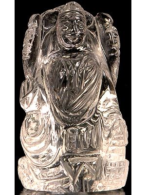 Goddess Lakshmi with Raining Coins (Carved in Crystal)