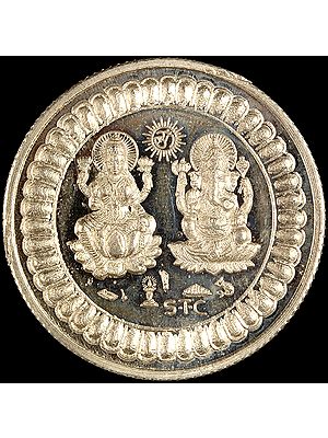 High Purity Lakshmi Ganesha Silver Ritual Coin