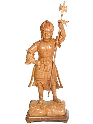 Japanese Wrathful Guardian with Sword Mounted on The Double Drum (Damaru)