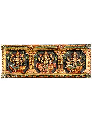 Lakshmi, Ganesha and Saraswati Panel