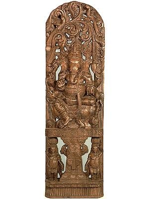 Lalitasana Ganesha with Two Ganas