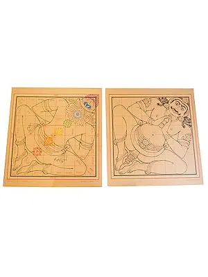 Vastu Purush Mandala (Set of 2 Painting) | Pen and Colored Pencil on Toned Paper | Drdha Vrata Gorrick