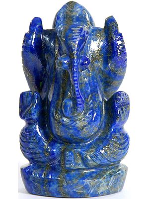 Lord Ganesha Carved in Lapis Lazuli