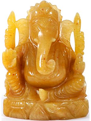 Lord Ganesha Carved in Yellow Aventurine