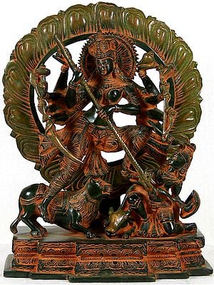 12" Mahishasur Mardini Mother Goddess Durga In Brass | Handmade | Made In India