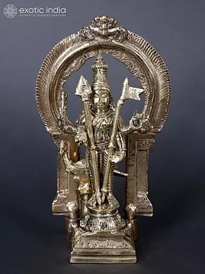 7" Standing Lord Murugan Bronze Statue with Throne