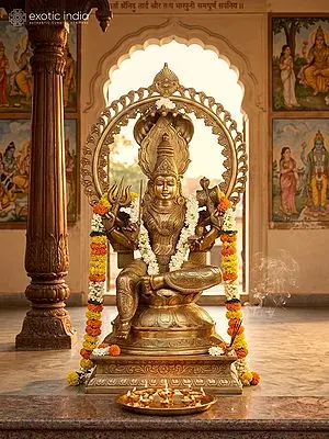 32" Brass Large Goddess Mariamman (South Indian Durga) Statue