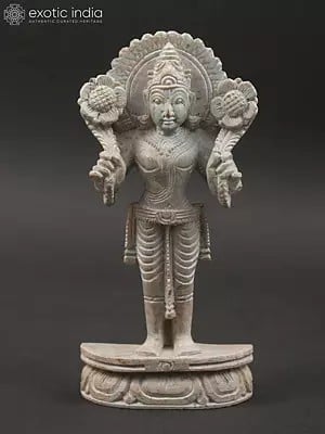 6" Lord Suryanarayana Pink Stone Sculpture