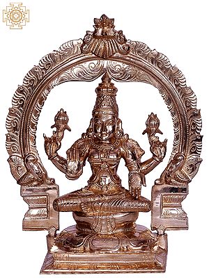 Maa Lakshmi Bronze Statue - Goddess of Wealth with Arch