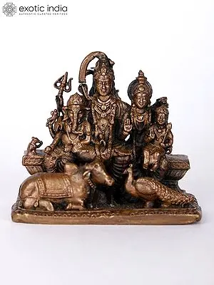2" Small Shiva Family (Shiva Parivar) Copper Statue